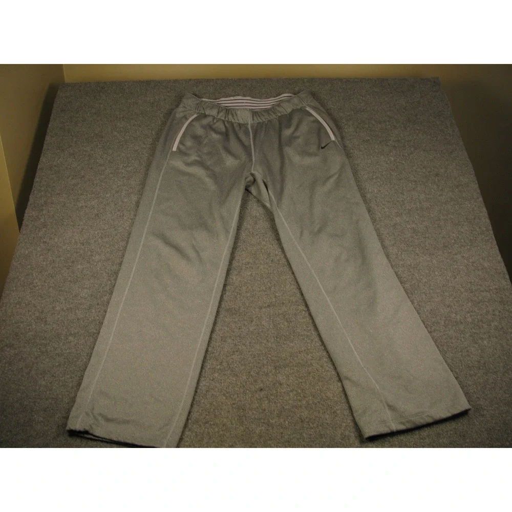 Nike Therma-FIT Men Gray Fleece Sweatpants Joggers Size L Pockets Athletic #2200